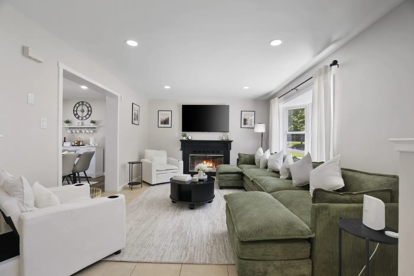 The living room at 106 Greenleaf Drive, a home Ideal manages in Long Pond