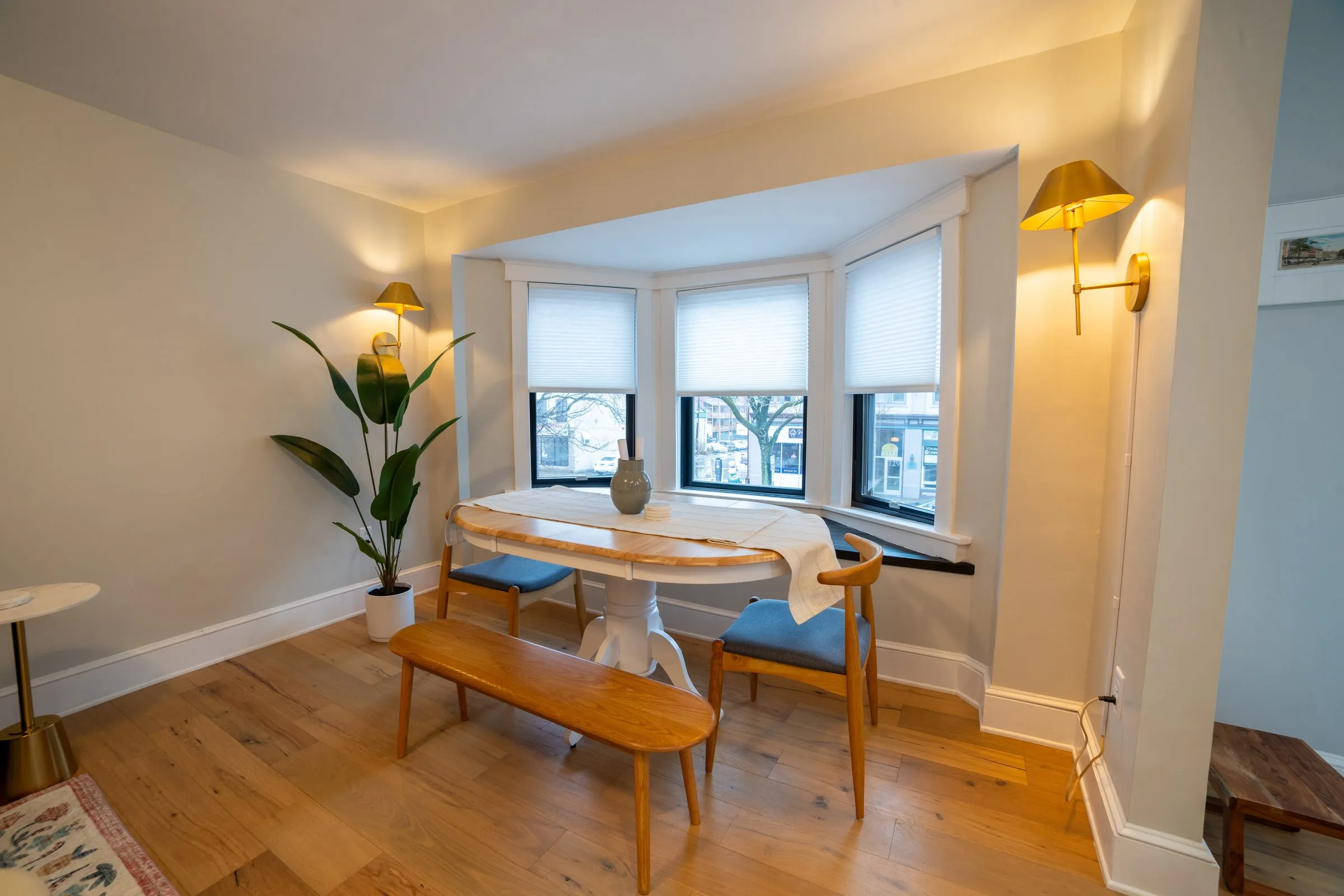 The bay-window dining nook in the second-floor unit at the Stroudsburg property
